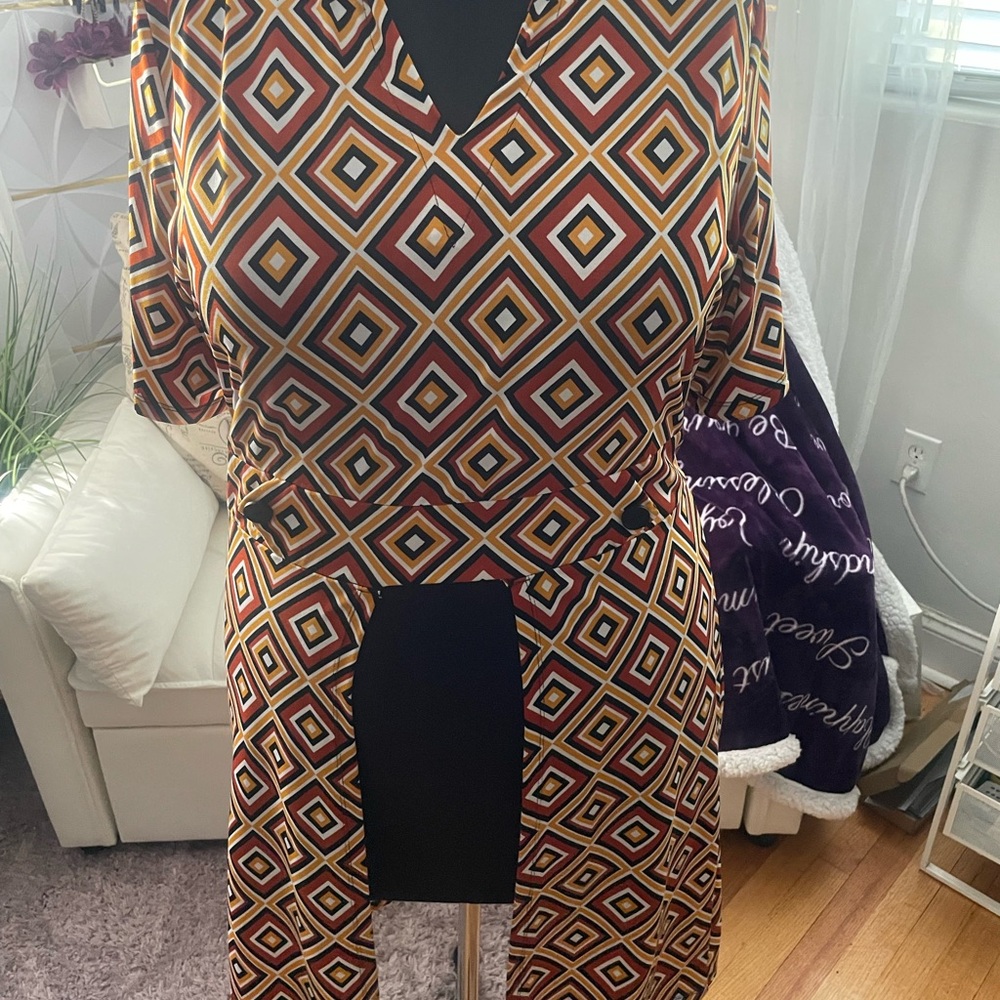 Ashley Stewart Multicolor Geometric Dress